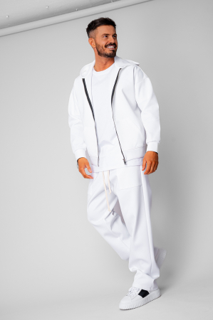 Barbati - Set Loren Jacheta cu fermoar si Pantalon lung White