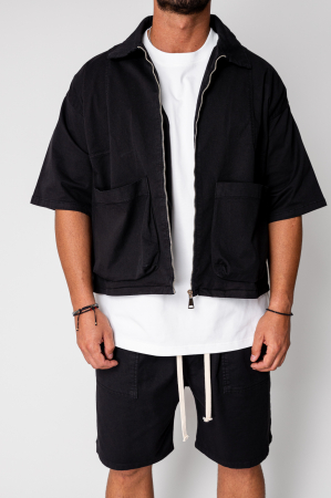 Set Luce Short sleeve jacket with zipper and short pants Black [5]