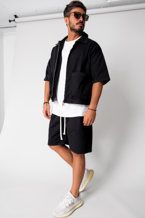 Set Luce Short sleeve jacket with zipper and short pants Black [0]