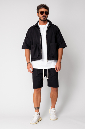 Set Luce Short sleeve jacket with zipper and short pants Black [1]