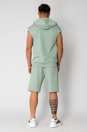 Set Malibu Hanorac fara maneci cu fermoar si pantalon scurt Light Olive [2]