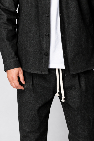 Set Maxwell din denim elastic Camasa si pantalon Premium Black [3]