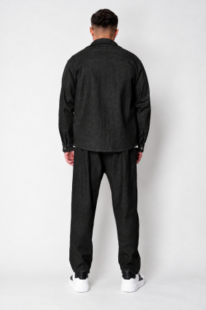 Set Maxwell din denim elastic Camasa si pantalon Premium Black [1]