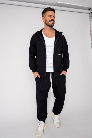 NOUTATI - Set Neo hanorac cu fermoar si pantalon Baggy Black New
