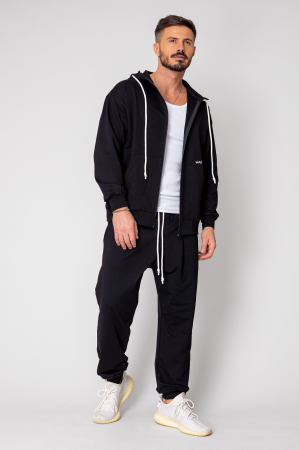 Set Neo hanorac cu fermoar si pantalon Baggy Black New [1]