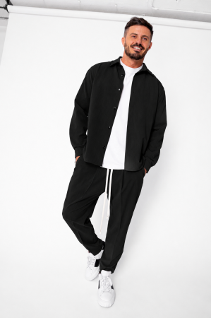 MEN - Set Shirt and long pants with drawstring Premium Black