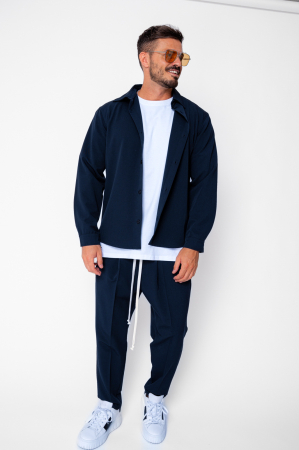 MEN - Set Shirt and long pants with drawstring Premium Navy