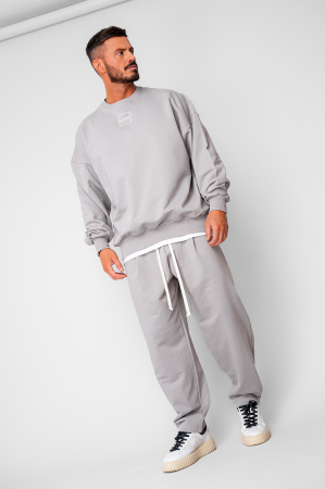 BARBATI - Set Oversized Bluza si pantalon drept din 100% Bumbac - 400gr/mp Premium Edition Grey