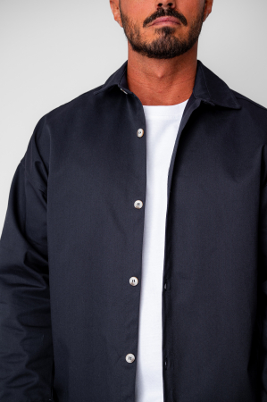 Set Oversized Camasa si pantalon drept din 100% Bumbac - Premium Edition Navy [4]