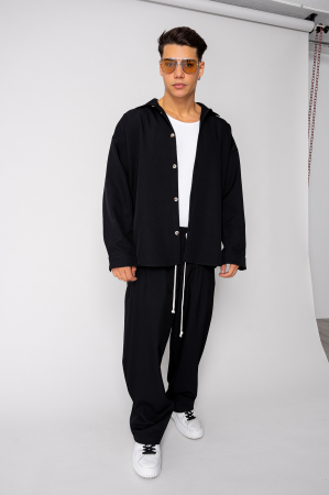 NOUTATI - Set Oversized Camasa si pantalon lung Black