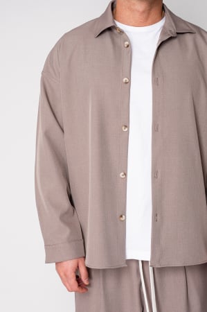 Set Oversized Camasa si pantalon lung Taupe [4]