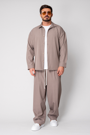 Set Oversized Camasa si pantalon lung Taupe [1]