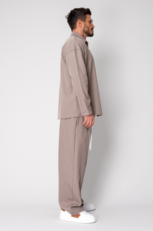 Set Oversized Camasa si pantalon lung Taupe [2]