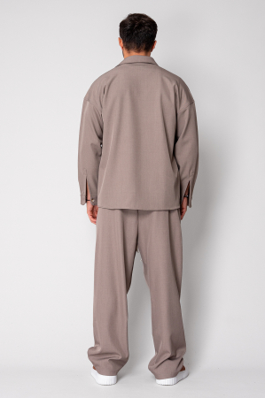 Set Oversized Camasa si pantalon lung Taupe [3]