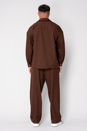 Set Oversized Camasa si pantalon lung Brown [3]