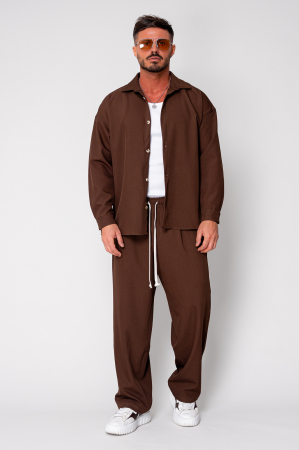 Set Oversized Camasa si pantalon lung Brown [1]