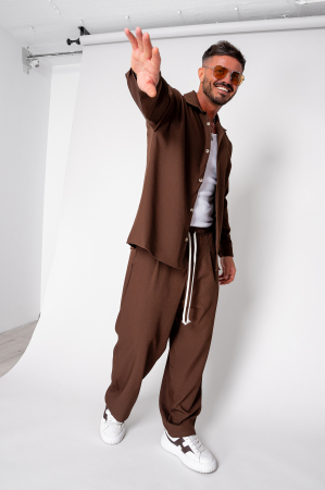 Seturi Imbracaminte - Set Oversized Camasa si pantalon lung Brown