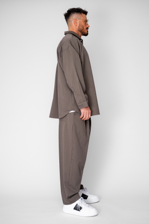 Set Oversized Camasa si pantalon lung Taupe [2]