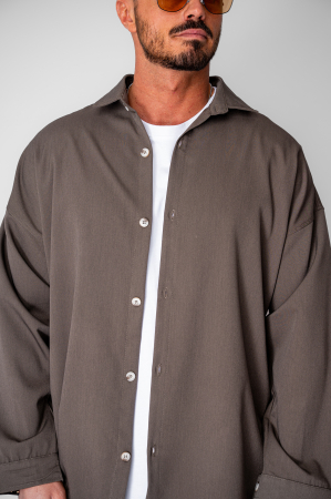 Set Oversized Camasa si pantalon lung Taupe [4]