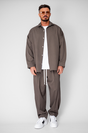 Set Oversized Camasa si pantalon lung Taupe [1]