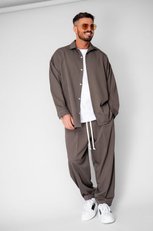 BARBATI - Set Oversized Camasa si pantalon lung Taupe