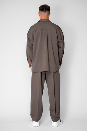 Set Oversized Camasa si pantalon lung Taupe [3]