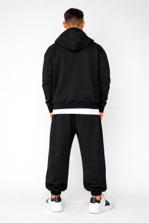 Set Oversized Hanorac cu fermoar si pantalon Baggy din 100% Bumbac - 400gr/mp Premium Edition Black [3]