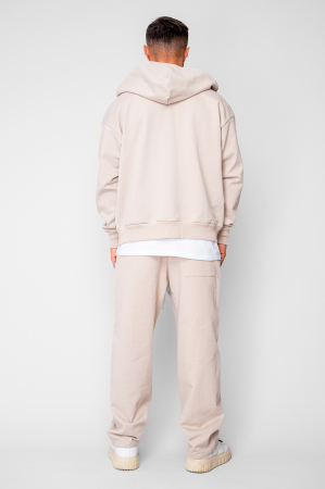 Set Oversized Hanorac cu fermoar si pantalon Baloon fit din 100% Bumbac - 400gr/mp Premium Edition Beige [3]