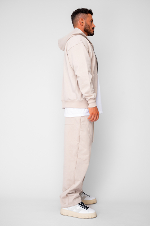 Set Oversized Hanorac cu fermoar si pantalon Baloon fit din 100% Bumbac - 400gr/mp Premium Edition Beige [2]