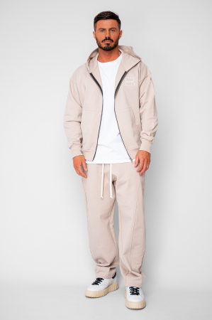 Set Oversized Hanorac cu fermoar si pantalon Baloon fit din 100% Bumbac - 400gr/mp Premium Edition Beige [1]