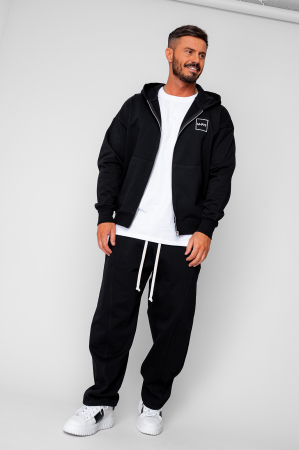BARBATI - Set Oversized Hanorac cu fermoar si pantalon Baloon fit din 100% Bumbac - 400gr/mp Premium Edition Black