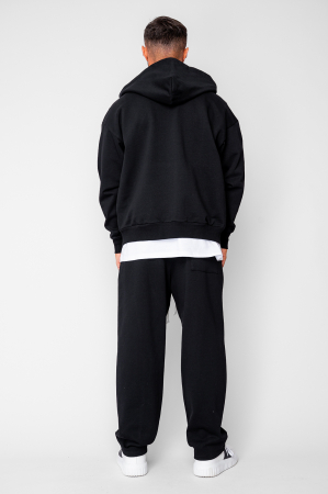 Set Oversized Hanorac cu fermoar si pantalon Baloon fit din 100% Bumbac - 400gr/mp Premium Edition Black [2]