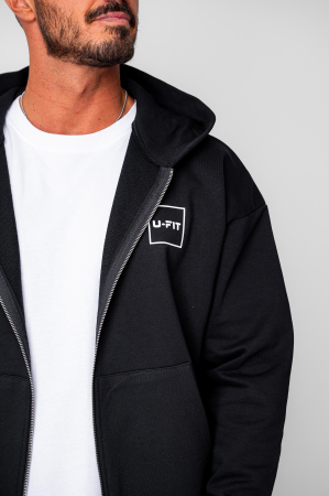 Set Oversized Hanorac cu fermoar si pantalon Baloon fit din 100% Bumbac - 400gr/mp Premium Edition Black [3]