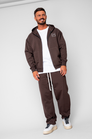 BARBATI - Set Oversized Hanorac cu fermoar si pantalon Baloon fit din 100% Bumbac - 400gr/mp Premium Edition Brown