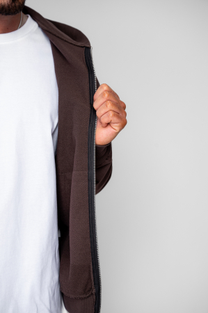 Set Oversized Hanorac cu fermoar si pantalon Baloon fit din 100% Bumbac - 400gr/mp Premium Edition Brown [4]