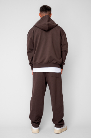 Set Oversized Hanorac cu fermoar si pantalon Baloon fit din 100% Bumbac - 400gr/mp Premium Edition Brown [3]