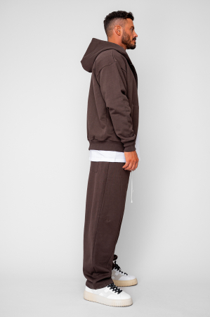Set Oversized Hanorac cu fermoar si pantalon Baloon fit din 100% Bumbac - 400gr/mp Premium Edition Brown [2]