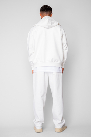 Set Oversized Hanorac cu fermoar si pantalon Baloon fit din 100% Bumbac - 400gr/mp Premium Edition Off White [3]