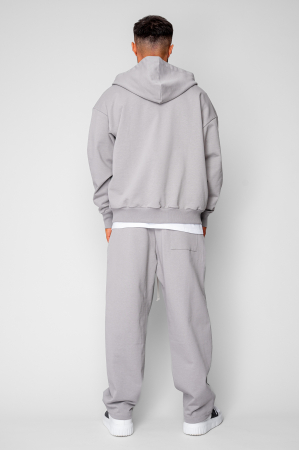 Set Oversized Hanorac cu fermoar si pantalon Baloon fit din 100% Bumbac - 400gr/mp Premium Edition Grey [3]