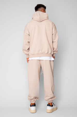 Set Oversized Hanorac si pantalon Baggy din 100% Bumbac - 400gr/mp Premium Edition Beige [2]