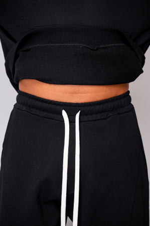 Set Oversized Hanorac si pantalon Baggy din 100% Bumbac - 400gr/mp Premium Edition Black [5]