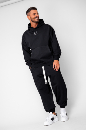 BARBATI - Set Oversized Hanorac si pantalon Baggy din 100% Bumbac - 400gr/mp Premium Edition Black