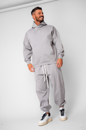 BARBATI - Set Oversized Hanorac si pantalon Baggy din 100% Bumbac - 400gr/mp Premium Edition Grey
