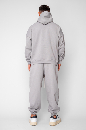 Set Oversized Hanorac si pantalon Baggy din 100% Bumbac - 400gr/mp Premium Edition Grey [3]