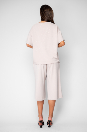 Set Oversized Tricou si Pantalon 3/4 Taupe [2]