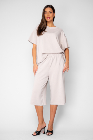 Set Oversized Tricou si Pantalon 3/4 Taupe [1]