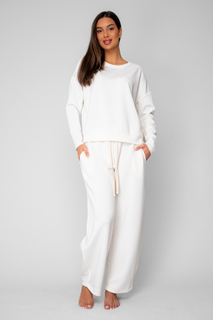 FEMEI - Set Oversized Bluza si Pantalon lung larg Off White