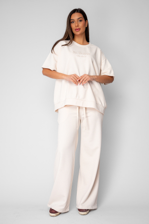 FEMEI - Set Oversized Tricou si Pantalon lung Beige