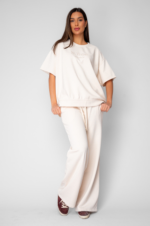 Set Oversized Tricou si Pantalon lung Beige [1]