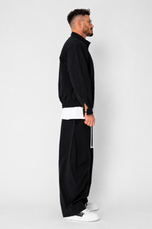 Set Oversized Windbreaker Jacheta cu fermoar si pantalon lung din fas Black [1]